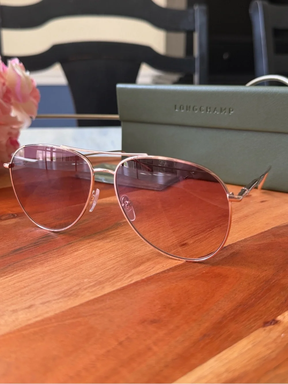 Longchamp Classic 59mm Gradient Aviator Sunglasses Brand new! Rose Gold